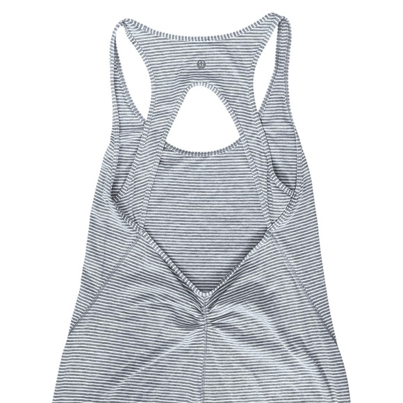 Lululemon Go For It Dress in Hyper Stripe Heathered Gray/White Women’s 4 W8948S - Picture 5 of 9